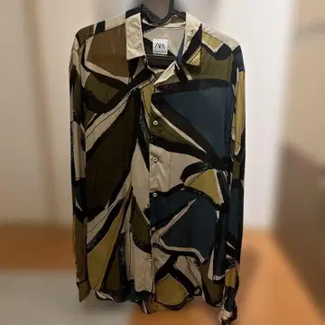 ZARA 자라 남성용 전체 패턴 장소매 셔츠 M