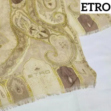 ETRO 스톨 쉬폰 페이즐리 무늬 실크 베이지 브라운