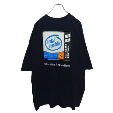 레어 00s Intel Pentium4 기업 로고 티셔츠 A-3894