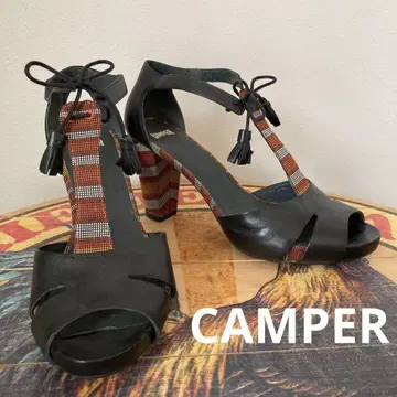 캠퍼 CAMPER 스트라이프 탭 힐 샌들