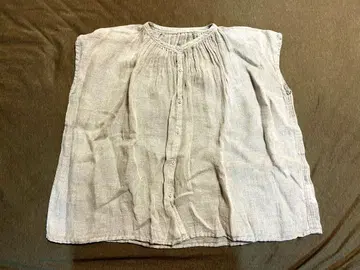 나카가와 마사시치 상점 린넨 카야 직조 개더 블라우스 아이보리