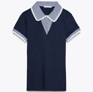 ZARA 피터팬 칼라 골지 티셔츠 L 사이즈