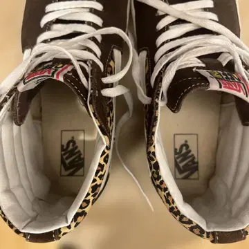 VANS 스케이트-하이 브라운 레오파드 패턴