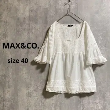 MAX&CO 풀오버 블라우스 레이스 플레어 스모킹 반소매