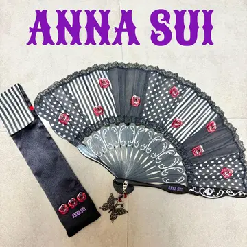 아나 스이 부채 ANNA SUI 케이스 나비 블랙 레어 새상품급 꽃