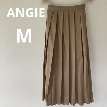 ANGIE 롱 플리츠 스커트 브라운