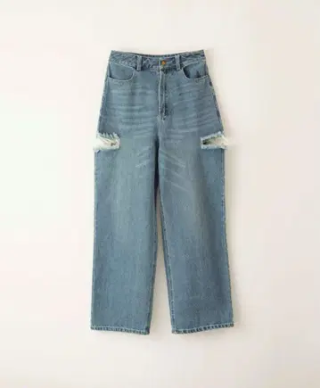 dium. side slit straight denim