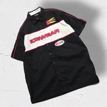 ICE WEAR 레이싱 셔츠 스폰서 로고 자수 블랙