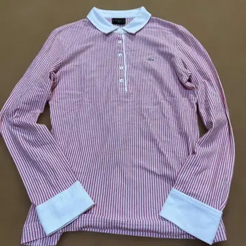 LACOSTE 빨흰 스트라이프 긴팔 피케 셔츠 44
