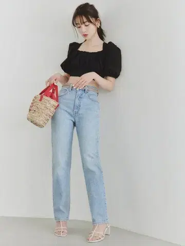 SNIDEL x LEVI'S 하이 슬림 스트레이트 데님