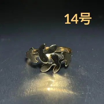 빈티지 패션 반지 골드 14호 잎 모양 오픈 링