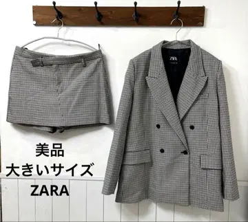 미품  대형 사이즈  ZARA 더블 체크 세트업 팬츠 수트