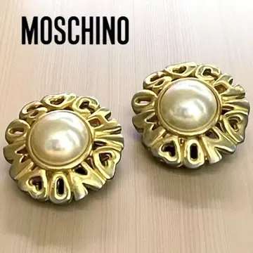 MOSCHINO / 클립식 귀찌 펄 x 골드 계열 한 쌍