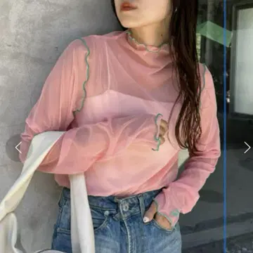 HELLO.SANFRANCISCO 배색 메로우 시어 인터넷 터틀 핑크