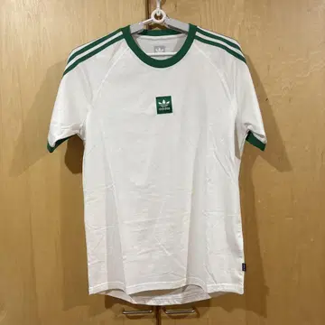 아디다스 오리지널스 티셔츠 화이트 그린 3줄 스트라이프