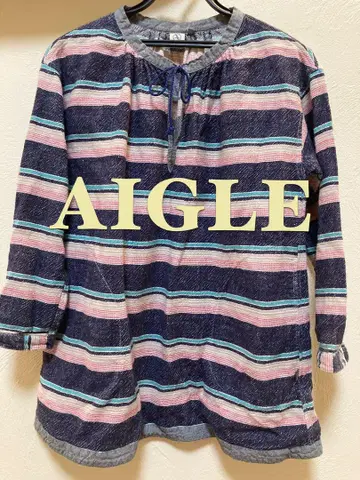AIGLE 스트라이프 패턴 장소매 톱 컷소