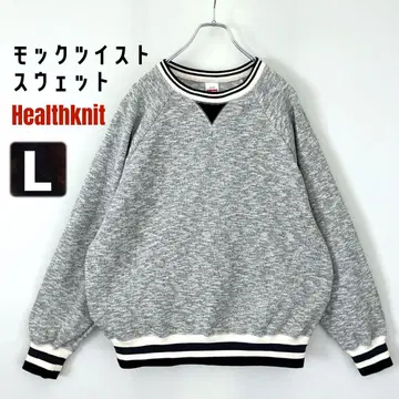 헬스니트 모크 트위스트 맨투맨 Healthknit 라인 리브 L
