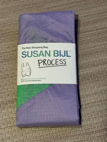 미사용 SUSAN BIJL PROCESS 에코백 중간 크기 보라색/녹색