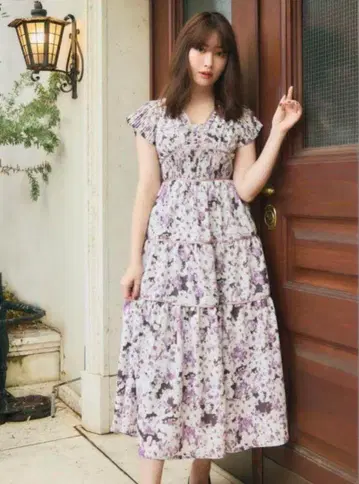 Herlipto Watercolor Floral Tiered Dress
