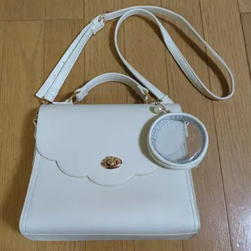 WEGO 스칼라프 숄더 백 베이지 투명 파우치 포함 통통한 디자인