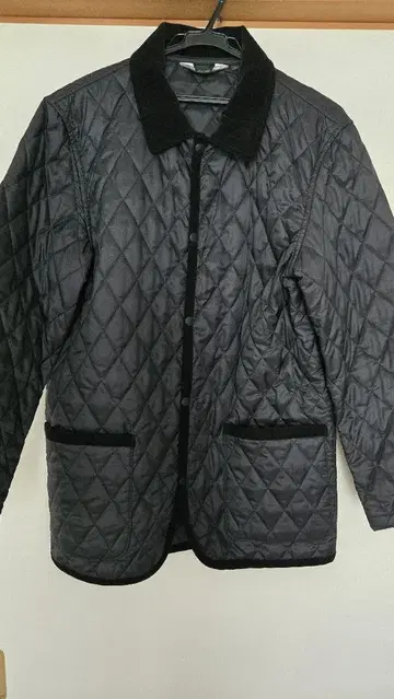 Eddie Bauer 블랙 퀼팅 자켓 코듀로이 카라 부착