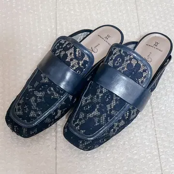 긴자 카네마츠 꽃무늬 레이스 슬리퍼 샌들