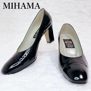 컨디션 최상 미하마 (MIHAMA) 블랙 에나멜 펌프스 비즈니스 포멀