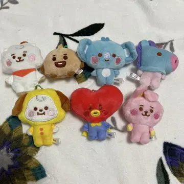 BTS BT21 푹신푹신 마스코트 봉제인형 키링 7점 묶음 판매
