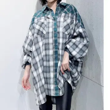 GYDA 체크 믹스 빅 셔츠