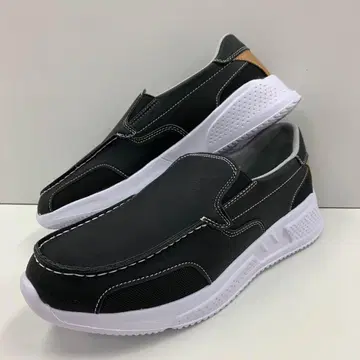 새 상품 남성용 25.5cm 경량 발수 인조 가죽 슬립온 블랙 2852