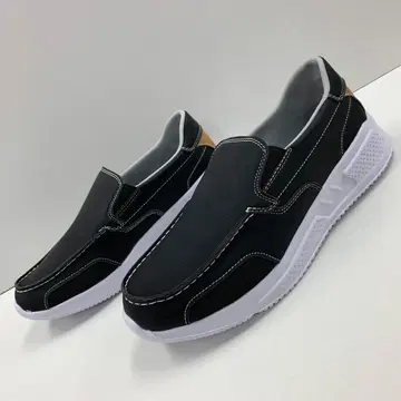 새 상품 남성용 26.0cm 경량 발수 인조 가죽 슬립온 블랙 2852
