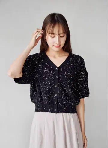LOUNIE 루니 스팽글 니트 카디건