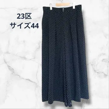 23구 폴카 도트 프린트 와이드 팬츠 44 XL 새상품급 물방울 플레어