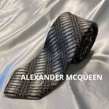 ALEXANDER MCQUEEN 우아한 검정과 회색의 슬림한 넥타이