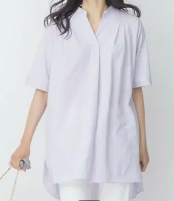자유 구역   연보라색 V넥 반소매 셔츠   셔츠 원피스
