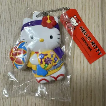 지역 한정 키티 오키나와 한정 슬라이드 미러 볼 체인 키링 새 제품