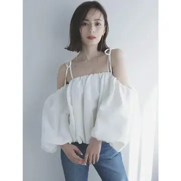 anuans 아뉴앙스 볼륨 벌룬 상의 화이트