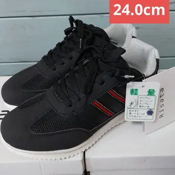 24.0cm 새상품 여성용 스니커즈 초경량 폭 넓음 메쉬 블랙
