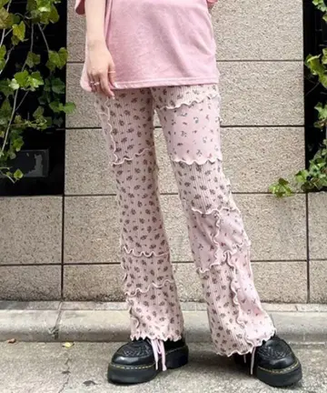 Candy Stripper TINY FLOWER WAFFLE 팬츠