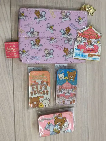 릴락마 10주년 기념 미니 캔 3종과 티슈 케이스 포함 포치 세트