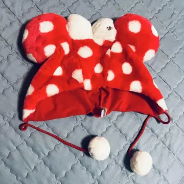 미니 짱 팬 캡 물방울 빨강 모자