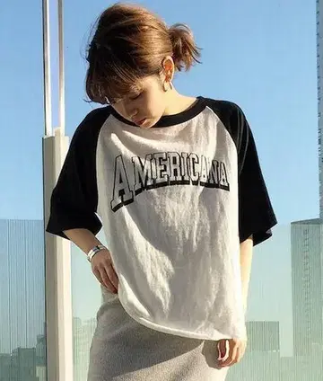 AP 스튜디오 특별 주문 아메리칸 라그란 티셔츠 아메리칸
