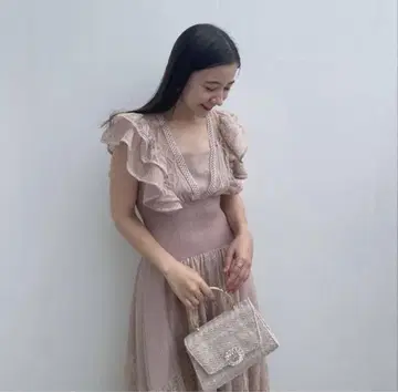 스나이델 레이스 볼륨 원피스 드레스 S