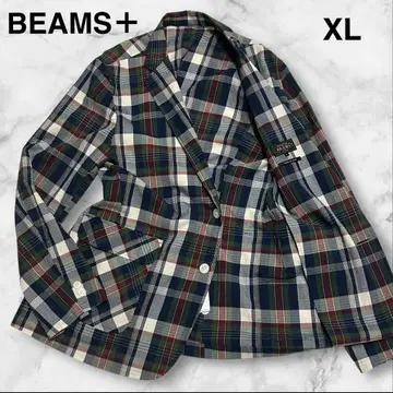 (미품) XL BEAMS PLUS / 단추 장식 마드라스 체크 재킷