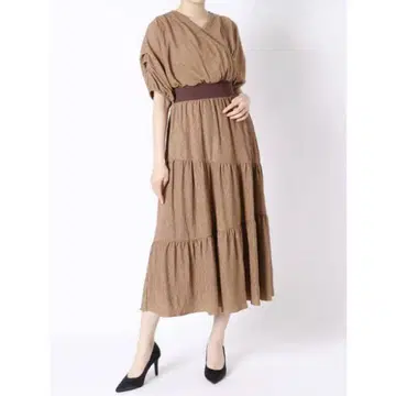 라그나문 원피스 드레스 원피스 허리 리브 브라운