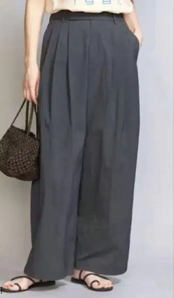 신품 미사용품 뷰티앤드유스 코튼 나일론 와이드 탭 팬츠