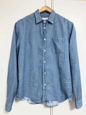 Frank&Eileen 프랭크 앤 아이린의 데미지 가공 긴팔 데님 셔츠