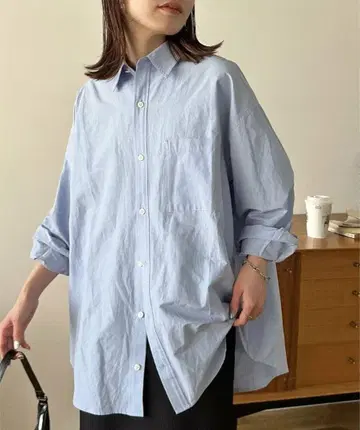 디스코트 브로드 오버셔츠 색스블루
