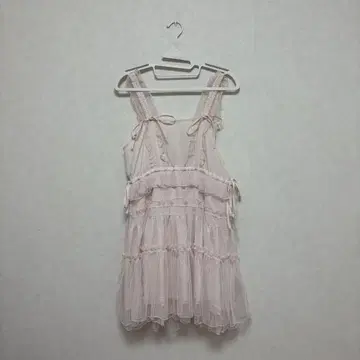 메리 제니 츄르드 로스트 미니 캐미 원피스 핑크