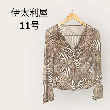 이탈리아야 패션 동물 프린트 장소매 컷소 사이즈 11/L 상의